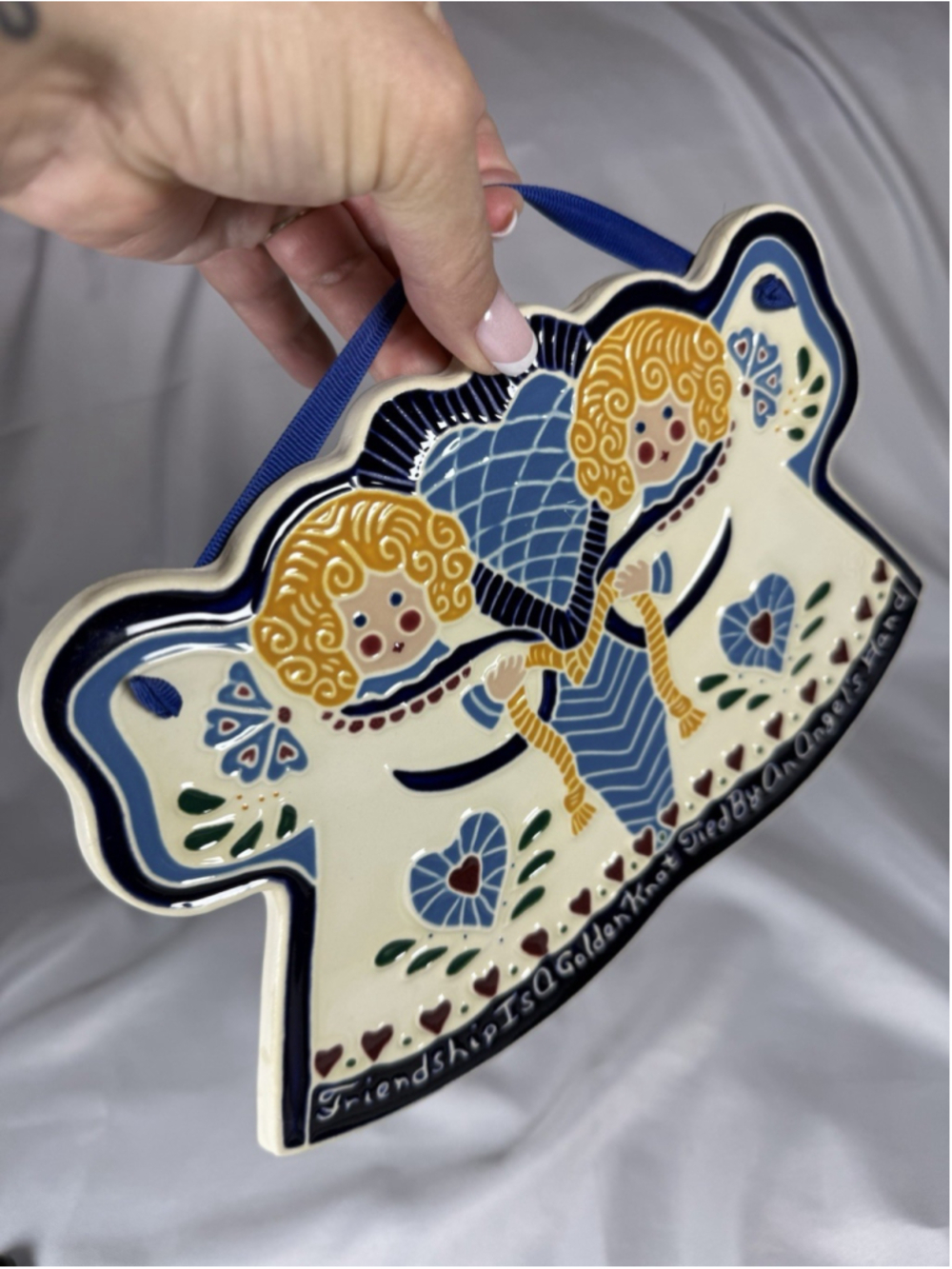 J. Duban Designs-Ft. Worth,TX. -2 Angels/Hearts-Friendship Wall Hanging Plaque - Picture 2 of 7